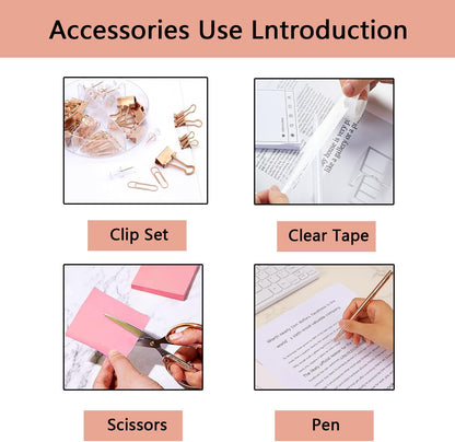 suniya Office Supplies,Gold Desk Accessories,with Stapler,Tape Dispenser,Pen Holder,Scissors,Phone Stand,Staple Remover,Ballpoint Pen,Clear Tape, Staples,Ruler,Clips,Best Gift for Business or Boss