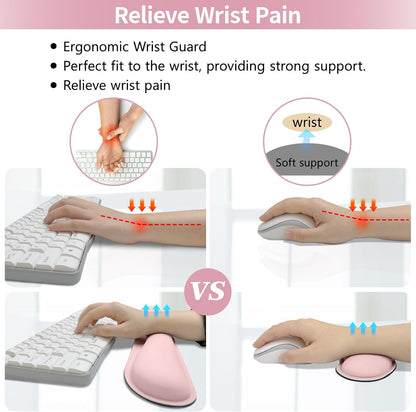 Green Desk Pad and Keyboard Wrist Rest, 3in1 Mousepad + Keyboard Wrist Rest+Mouse Wrist Rest for Home Office Table Computer Cover. (31.5×15.7,Green)