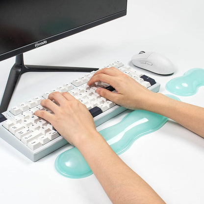 Clear Gel Wrist Rest for Keyboard and Mouse, Green Silicone Mouse Wrist Rest Set, Cute Ergonomic Wrist Rest for Keyboard 60%/75%(Green)