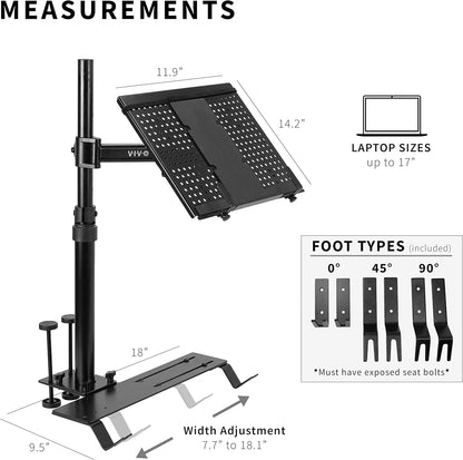 VIVO Single Laptop Notebook Desk Mount Stand, Fully Adjustable Extension with C-clamp, Fits up to 17 inch Laptops, Black, STAND-V001L