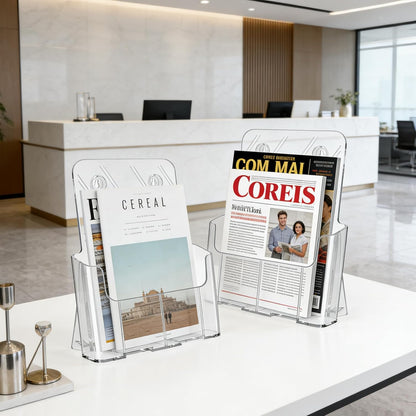 Gawerk 2 Pack Acrylic Brochure Holder 8.5 x 11 inches for Desk or Wall Mount, Clear Flyer Display Stand Plastic Table Stand Sign Literature Holder for Magazines, Menus, Pamphlets, Booklets, Documents