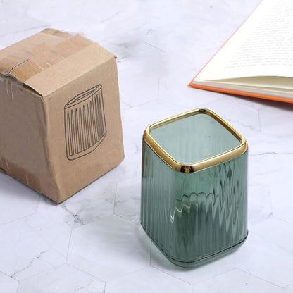 Pen Holder for Desk, Cute Pen Holder Clear Makeup Brush Holder Pencil Organizer Pencil Cup Desk Accessories for Bathroom Countertop Office Home Supplies School (Green)