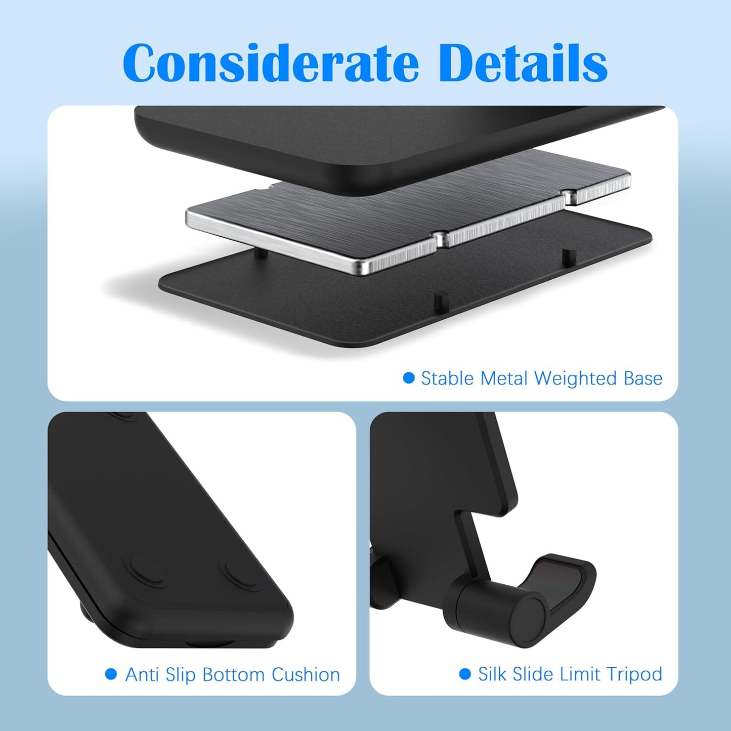 Cell Phone Stand, Adjustable Angle and Height Cell Phone Holder for Desk, Foldable and Portable, Anti-Slip Silicone Pad, Compatible with All Mobile Phones and 4-8 Inch Devices, Pink