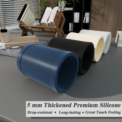 HighHerz Aesthetic Pen Holder For Desk, Modern Silicone Pencil Holder, Stylish Office Desk Decor, Made of 5 mm Thickened Premium Silicone, Office Desk Organizer And Accessories (White)