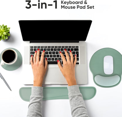 Ergonomic Keyboard Mouse Pad Wrist Rest Support Set for Laptop/Computer/Desktop,Memory Foam Hand Rest Wrist Cushion for Gaming/Office,Lightweight Comfortable & Pain Relief (Flowers)