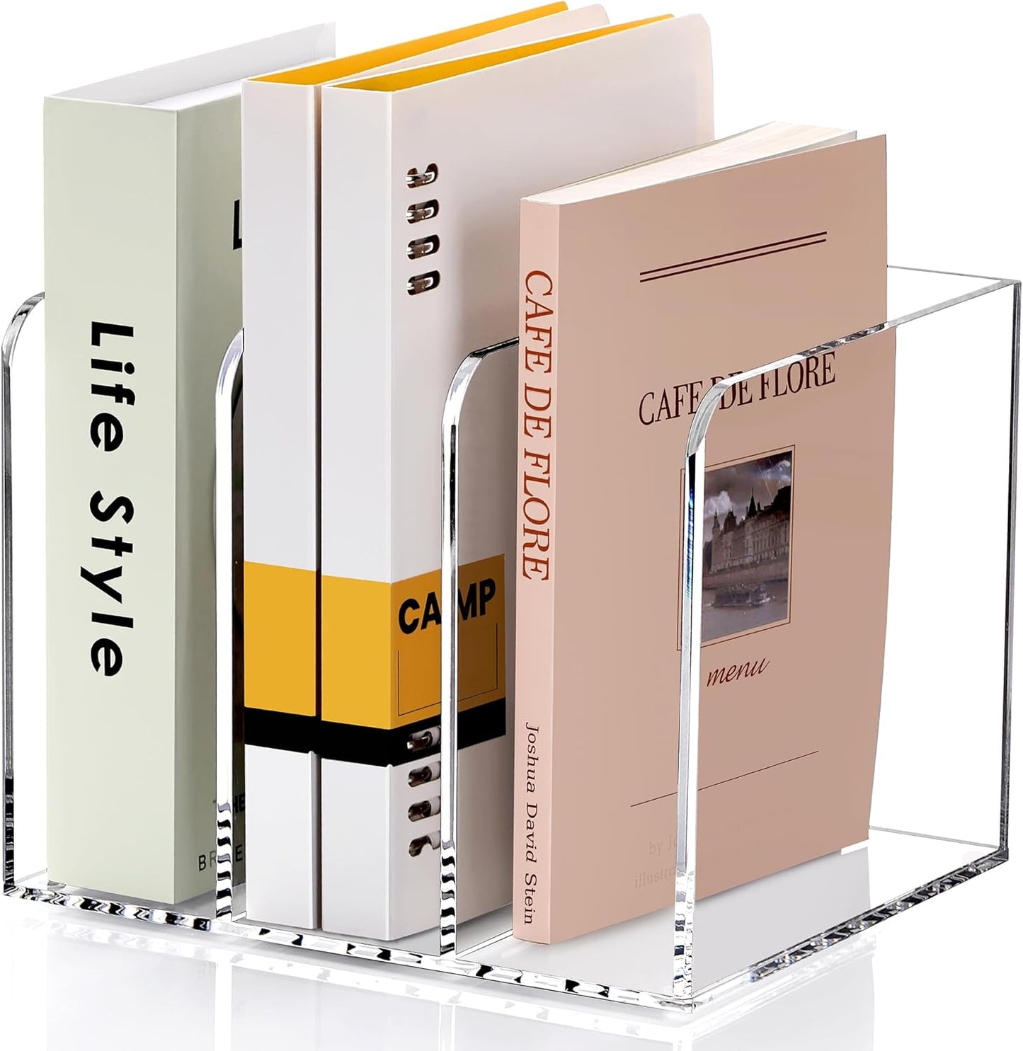 SANRUI Acrylic File Organizer, Clear Desk Organizer and Storage Bins Holding for Folders, Binders, Notebooks, Envelopes, Multi-purpose Magazine File Organizer for Home Office, 2 Pack