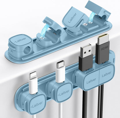 6 Pack Magnetic Cable Clips [1s Open/Lock], Laitver Cord Organizer Holder Strong Adhesive Desk Cable Management- Organize Charging Cords Neatly for Home, Office, Car,Desk, Nightstand