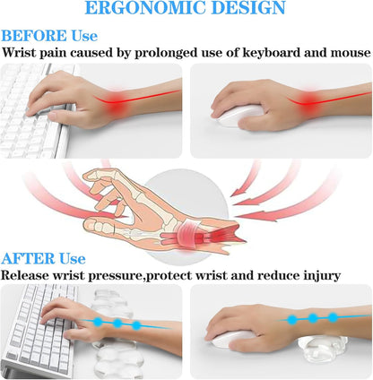 Computer Keyboard Stand with Gel Keyboard Wrist Rest, Tilted Acrylic Keyboard Holder - Ergonomic Wrist Rest Support Keyboard for Typing Pain Relief，Suitable for Office/Computer/Laptop/Gaming