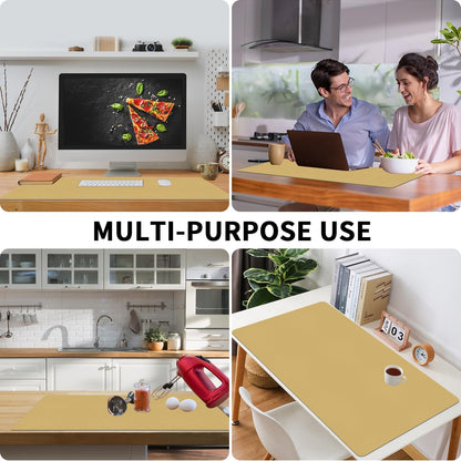 Bloss Leather Desk Pad and Keyboard Wrist Rest, Large Mouse Pad + Keyboard Pad+Mouse Wrist Support, Non-Slip Desk Mat Protector for Office, Home(31.5×15.7 Inches,Beige)