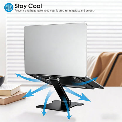 LRLKFX Laptop Stand Portable Foldable Aluminum Laptop Riser Height Adjustable Ergonomic Holder for Desk Compatible with MacBook Air Pro, Dell, HP, Lenovo & More 10-15.6" - Silver