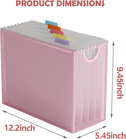 Sinboun Hanging File Organizer Letter-Size File Holder Filing Box Includes 5 Hanging Folders - Metal Mesh Magazine Letter Storage Cabinets File Cart for Office Home School, No Assembly Required