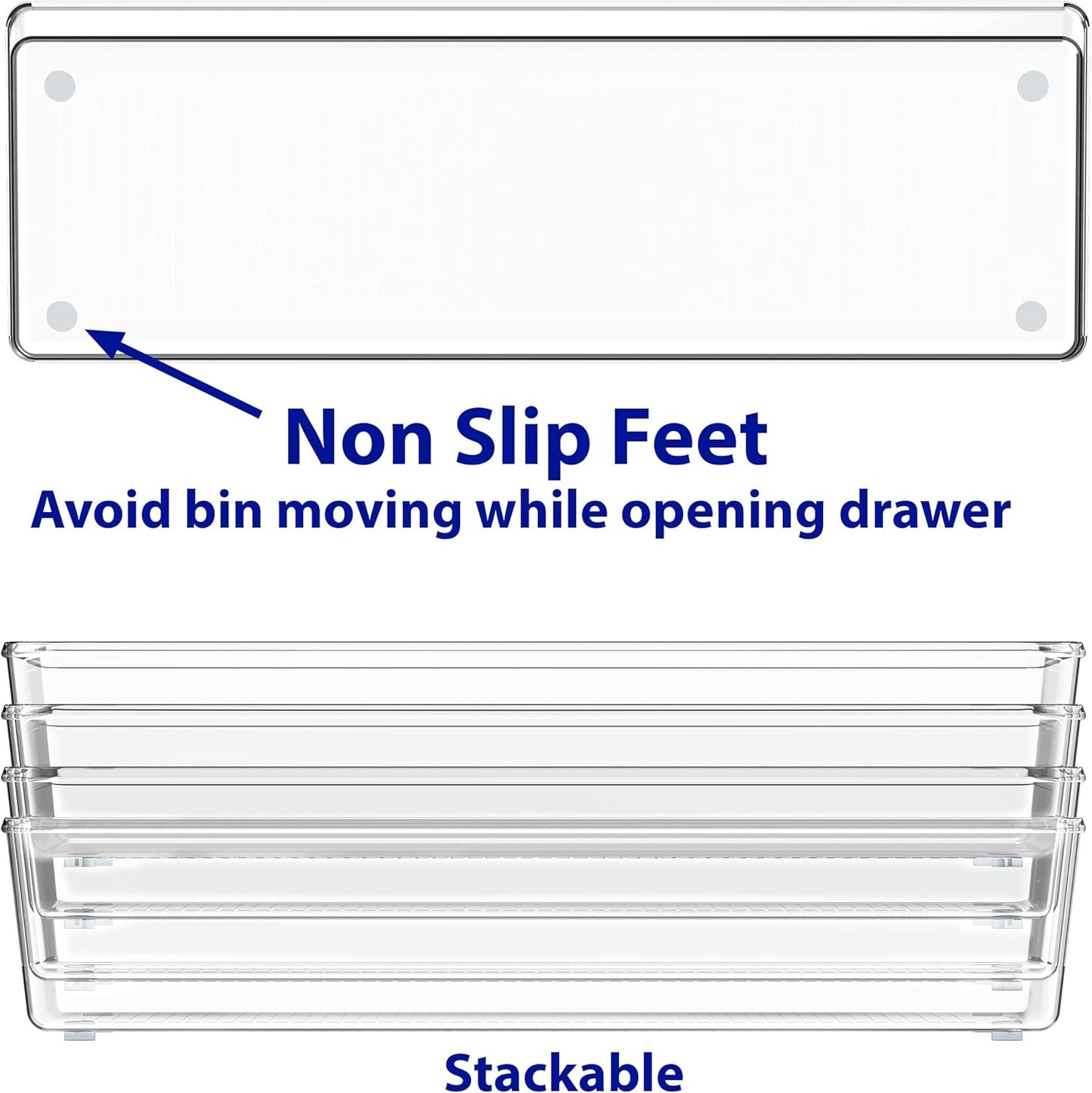 Simple Houseware Clear Drawer Organizer for Office Bin Desk Storage, Assorted Size, 6 Packs