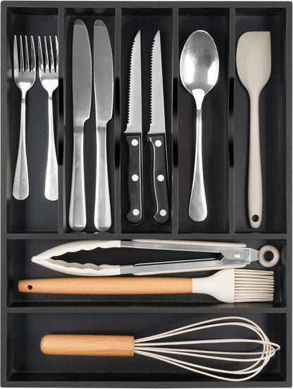 Kitchen Silverware Drawer Organizer and Storage Flatware Cutlery Utensil Holder Spice Rack Containers Bathroom Counter Cabinet Office Desk Makeup Drawer Tray Kitchen and Dining Tools Decor Accessories