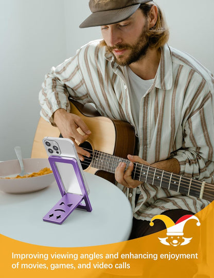 Aoviho Phone Stand for Desk, Ultra-Thin Foldable Aluminum Phone Holder, Portable Travel & Office Cell Phone Stand Compatible with iPhone 17 16 15 14 13 12 Pro Max, Fits 3.7"-7" Devices, Black
