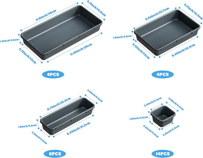 Gonice 13 PCS Drawer Organizer Tray, Interlocking Office Desk Drawer Storage, Black Plastic Organizer Bins for Office Supplies and Tools, Desk Drawer Organizer for Bathroom and Kitchen