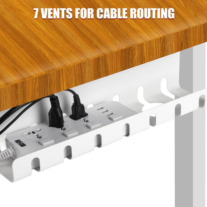 Under Desk Cable Management, 2 Pack 17" Cable Tray Organizer, No Drill or Screw Mount, Standing Desk Cable Management, Cord Organizer, White