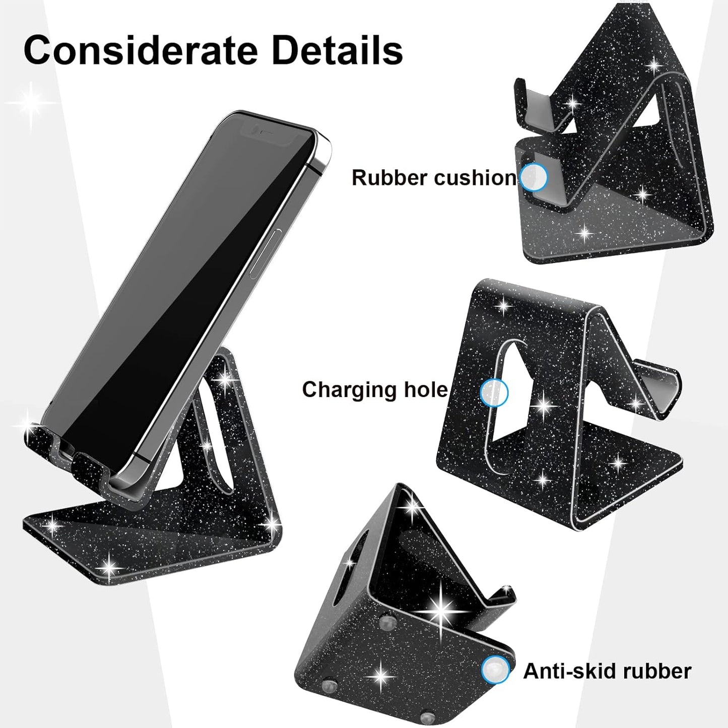 Crpich Acrylic Cell Phone Stand, Portable Clear Phone Stand for Desk, Compatible with Phone16 15 14 13 Pro Max Mini 12 11 Plus SE, Switch, Android Smartphone, Pad, Tablet, Desk Accessories