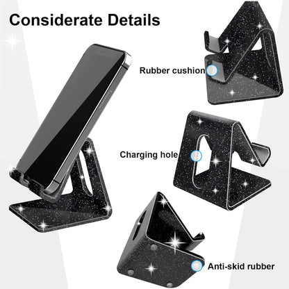 Crpich Acrylic Cell Phone Stand, Portable Clear Phone Stand for Desk, Compatible with Phone16 15 14 13 Pro Max Mini 12 11 Plus SE, Switch, Android Smartphone, Pad, Tablet, Desk Accessories