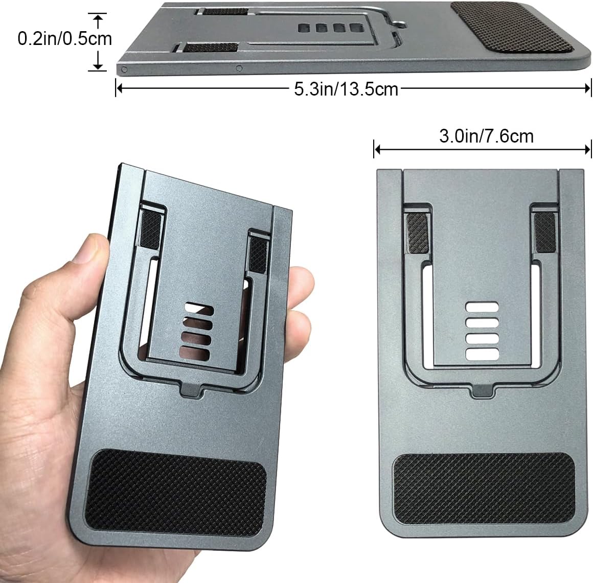 POQOD 2 Pack Cell Phone Stand, Foldable Phone Holder for Desk Compatible with Phone 15 14 13 12 11 Pro Xs Xs Max Xr X 8, Nintendo Switch, All Phones, Black & White