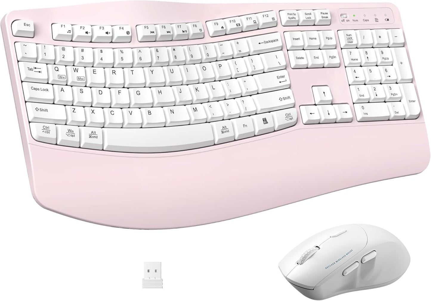 Wireless Keyboard and Mouse Combo,2.4G Full Size Wave Keys Ergonomic Keyboard with Wrist Rest for Natural Typing, 3 DPI Adjustable Ergonomic Silent Mouse for Computer/Laptop/Windows/Mac (Gray)