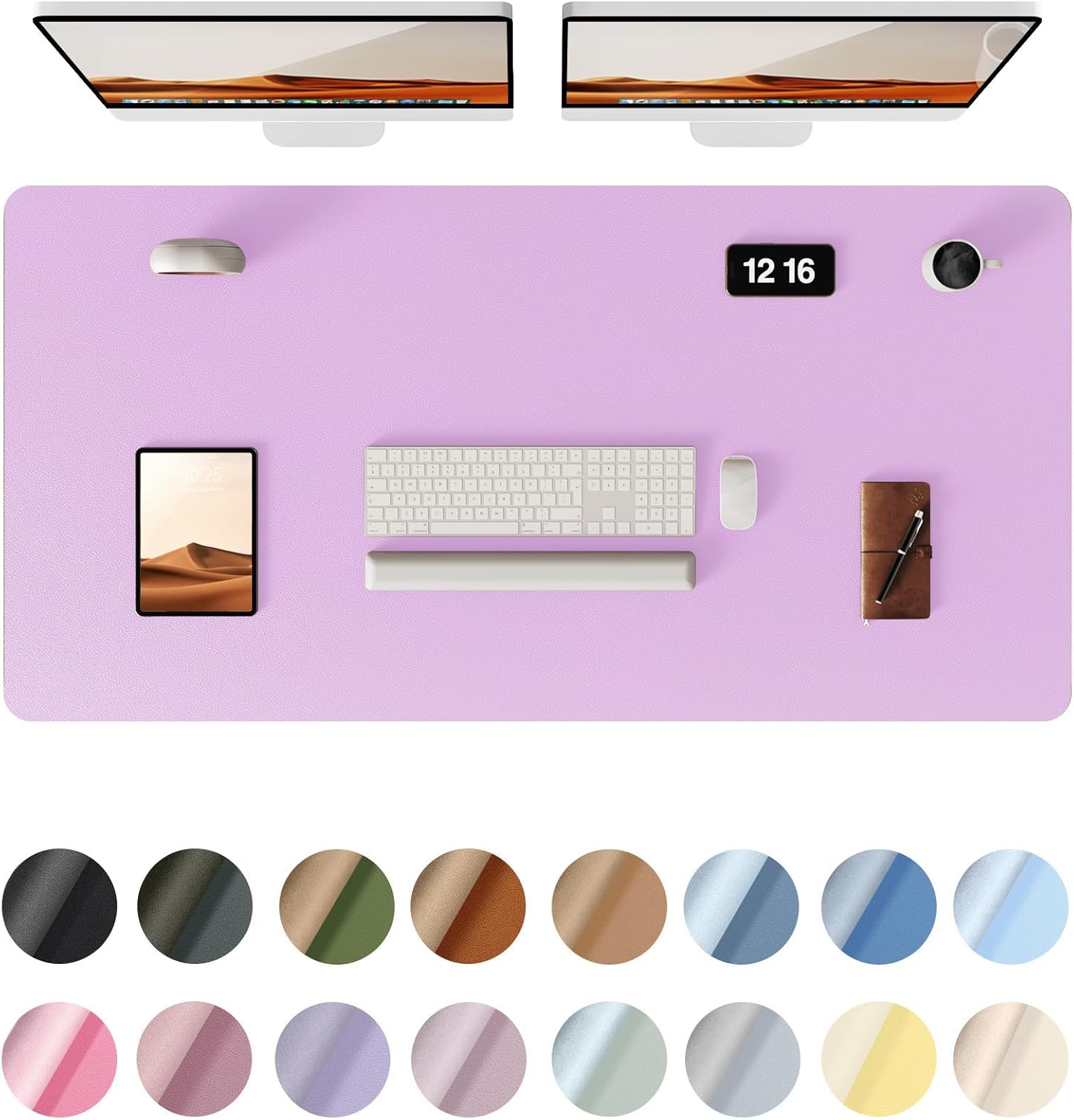YSAGi Leather Desk Protector, Office Mat, Large Mouse Mat, Non-Slip PU Leather Blotter, Laptop Pad, Waterproof Writing Pad for Office and Home (Light Pink, 23.6" x 13.8") - Colors B