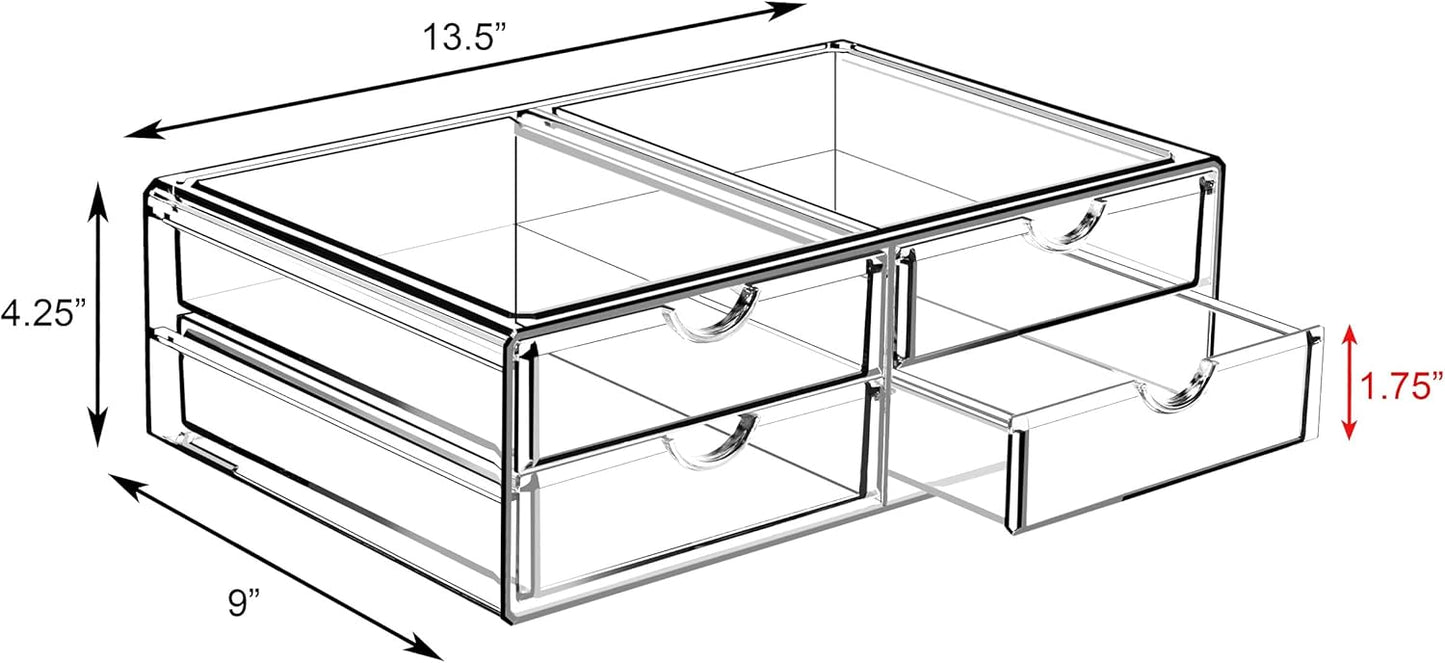 Sorbus Large Stackable Acrylic Drawers - 1 Clear Storage Drawers for Organizing Make up, Nail Polish, Hair Accessories, and Beauty Supplies - Makeup Organizer for Vanity, Bathroom Organizer Countertop