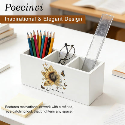 Blue Coquette Bow Pen Holder for Home Office Desk, Girly Office Decor, Preppy Blue Ribbon Bow Aesthetic Wooden Box Sign Pencil Holder for Desk Shelf Organizer