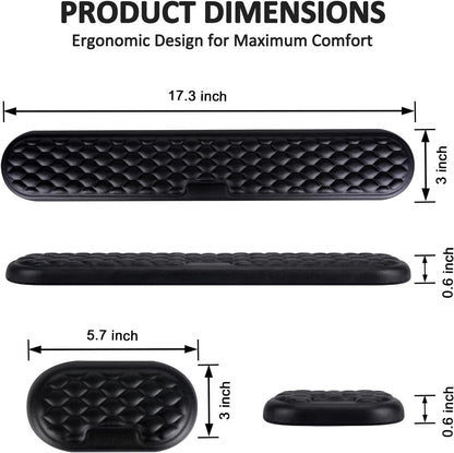 Ergonomic Keyboard and Mouse Wrist Rest Set - Memory Foam Support Pads, Non-Slip Desk Accessories for Office, Home, Gaming, Reduces Fatigue & Strain,Black