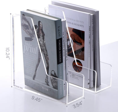 Magazine Holder, Clear Acrylic Magazine Rack, File Organizer for Office Desk, Book Organizer,-One-Piece-3 Vertical spaces,1 pack (B5)……