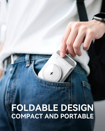 3-in-1 Foldable & Retractable Magnetic Wireless Charger, 15W Fast Charging Station, Portable Fast Charging Stand, Charging for iPhone 17/16/15/14/13/12, Apple Watch, AirPods (Black)