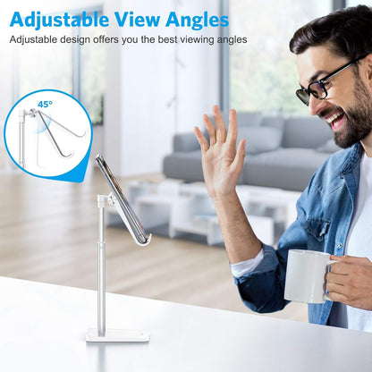 OMOTON Cell Phone Stand, Adjustable Angle Height Desk Phone Dock Holder for iPhone Air 17 Pro Max/Plus/XS/XR, Samsung Galaxy S20 / S10 / S9 / S8 and Other Phones (3.5-7.0-Inch)