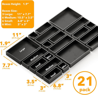 SpaceAid 21-Piece Bamboo Drawer Organizer Storage Boxes Set, Wood Tray Junk Drawer Organizers Multi-Use Divider Bins for Kitchen, Bathroom, Office Desk and Makeup Organization (21 Pack, Natural)