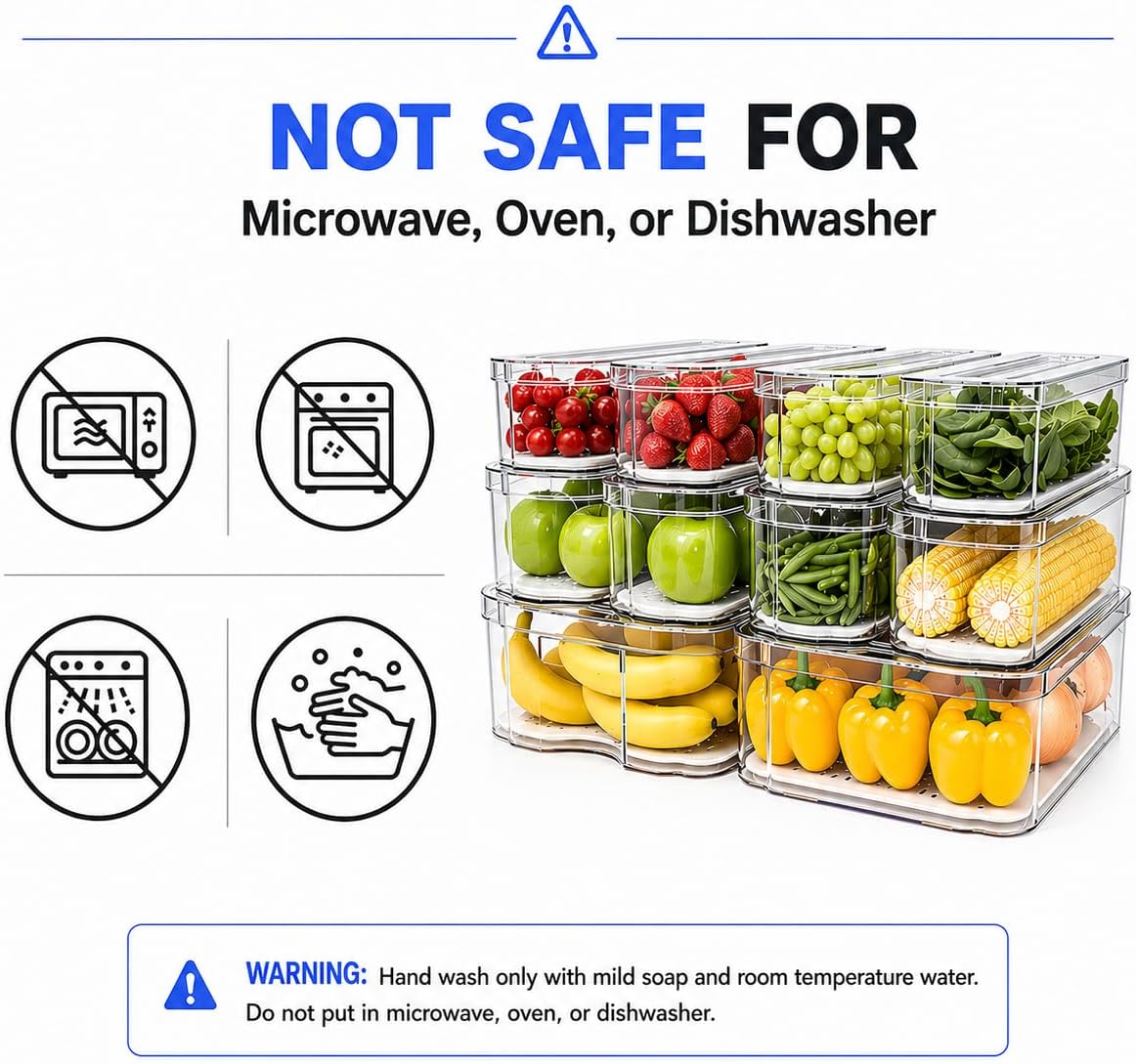 SMRCAD 8 Pack Refrigerator Organizers, Clear Pull-out Drawer Container and Organizer Bins with Lids, Stackable Storage Containers for Fruits, Vegetable (Set of 8 (Include Pull Out Drawer))