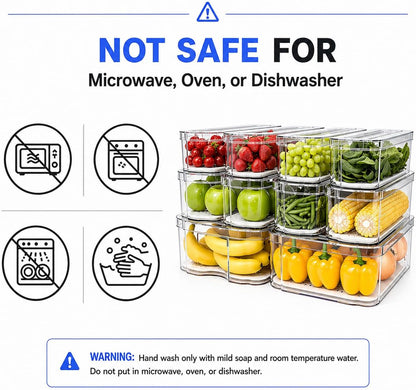 SMRCAD 8 Pack Refrigerator Organizers, Clear Pull-out Drawer Container and Organizer Bins with Lids, Stackable Storage Containers for Fruits, Vegetable (Set of 8 (Include Pull Out Drawer))