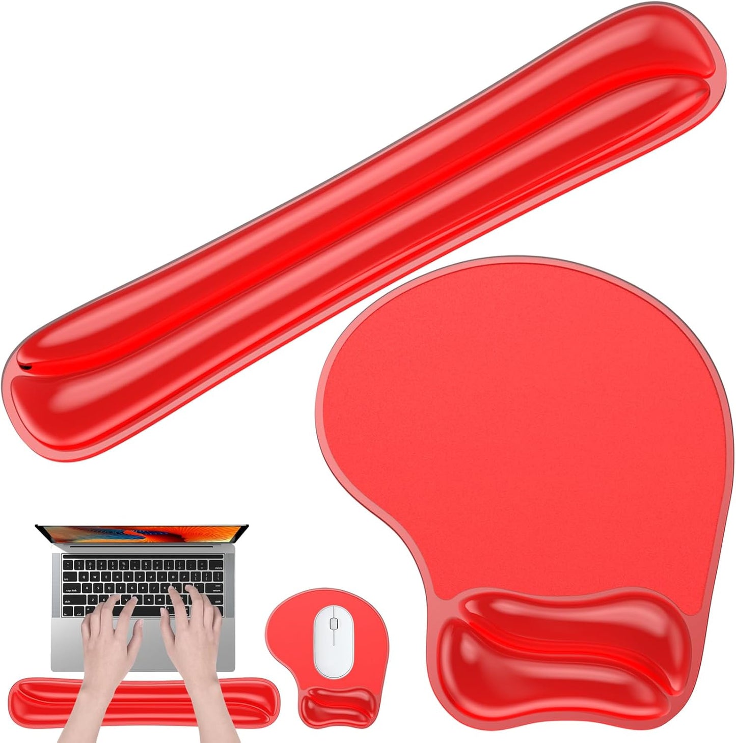 Gel Mouse pad & Keyboard Wrist Rest Set, Ergonomic Keyboard and Mousepad with Wrist Support, Keyboards Wrist Rest, Computer Keyboards Pad, Cooling Gel Blue