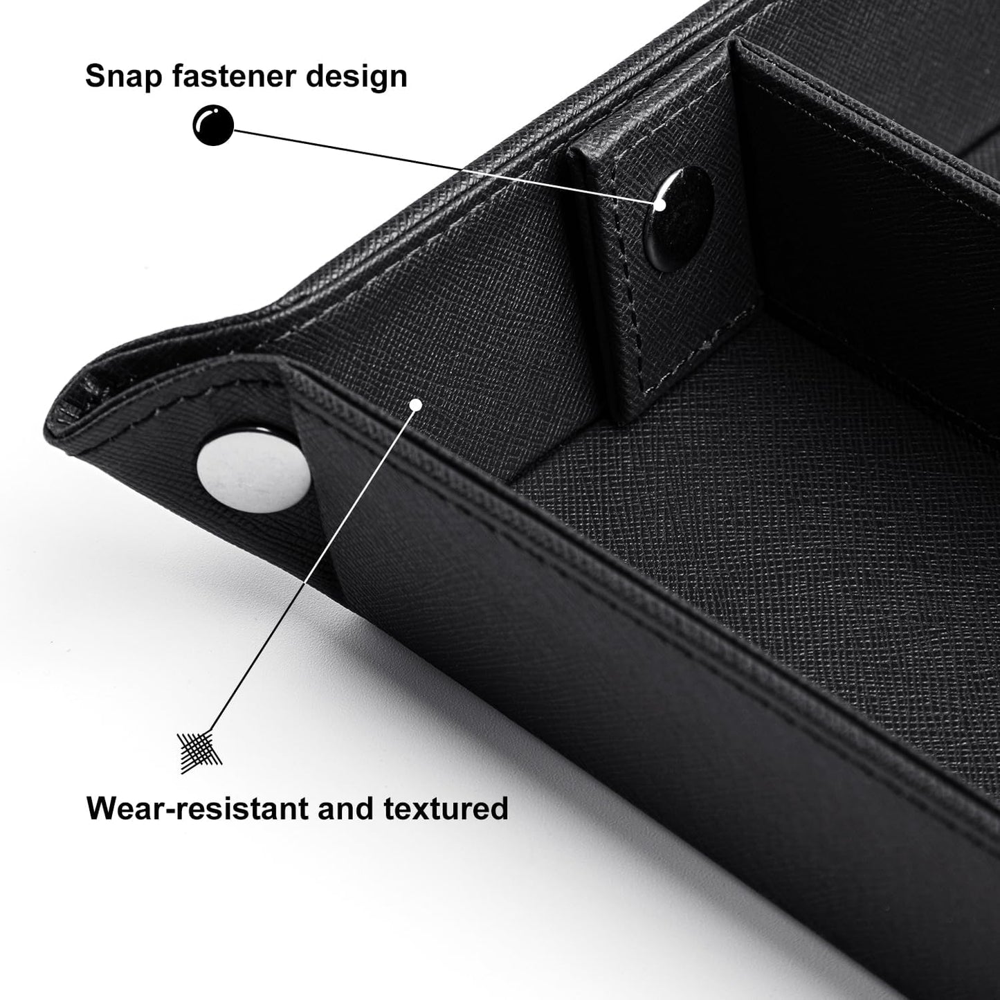 BONNY DODO Valet Tray for Men PU Leather Tray Organizer with Partition, Storage Keys, Watch & Practical Storage for Table Nightstand Living Room Bedroom (Dark Brown-Square)
