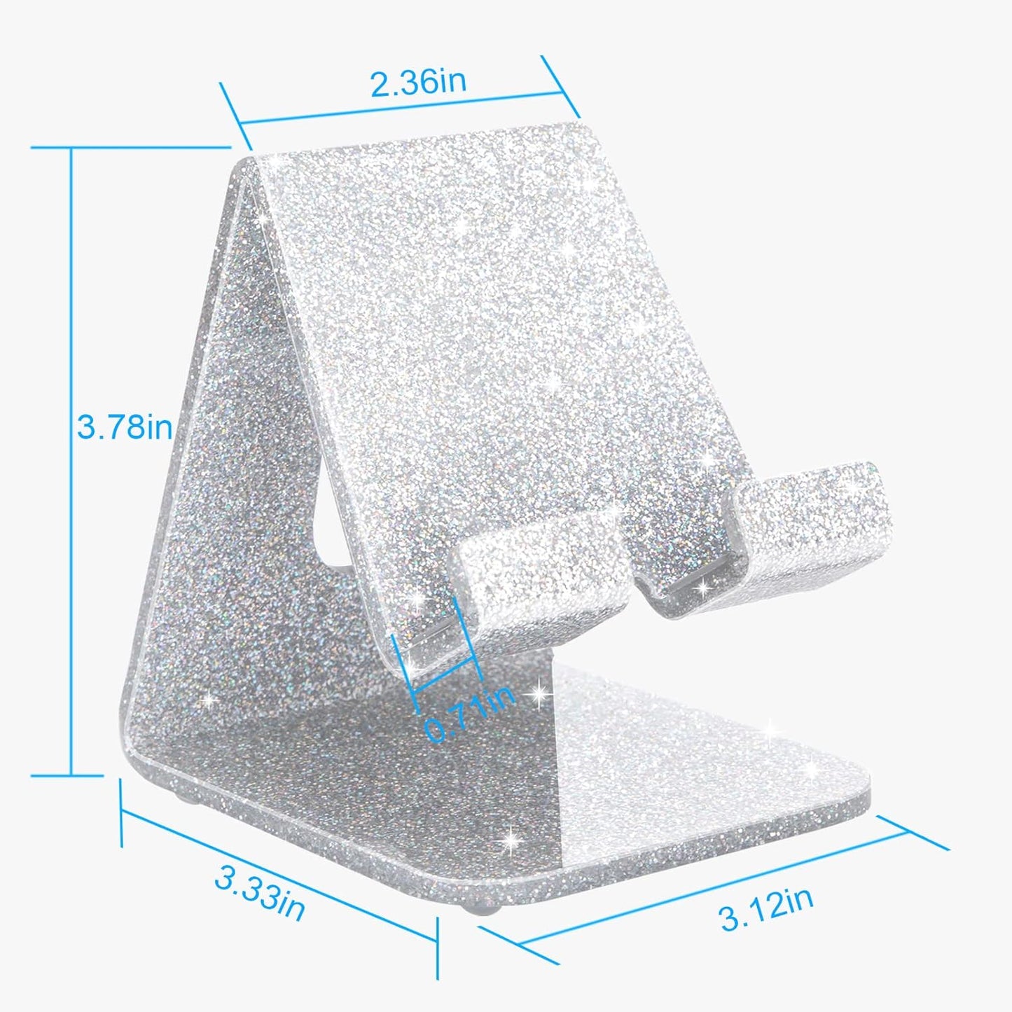 Crpich Acrylic Cell Phone Stand, Portable Clear Phone Stand for Desk, Compatible with Phone16 15 14 13 Pro Max Mini 12 11 Plus SE, Switch, Android Smartphone, Pad, Tablet, Desk Accessories