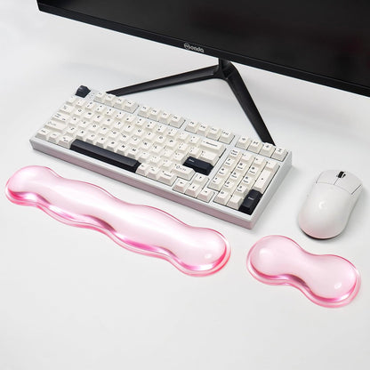 Clear Gel Wrist Rest for Keyboard and Mouse, Green Silicone Mouse Wrist Rest Set, Cute Ergonomic Wrist Rest for Keyboard 60%/75%(Green)