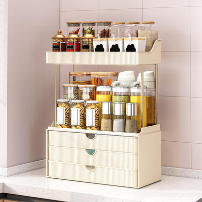 caktraie 12.2" W Makeup Organizer Drawers - 5 Tiers Bathroom Counter Organizer, Cosmetic Storage Drawer for Dresser Countertop and Bathroom Vanity for Large Skincare, Perfume, Clear
