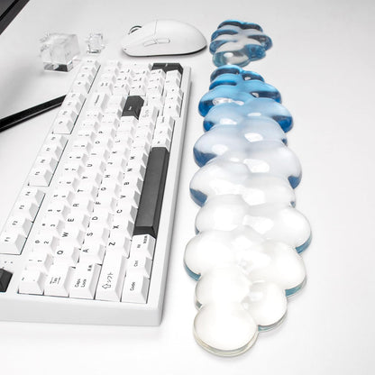 Gel Keyboard and Mouse Wrist Rest Set – Clear Cloud Wrist Rest for Computer Keyboard 60%/68%/75%, Comfort & Support for Typing and Gaming(Purple Green)