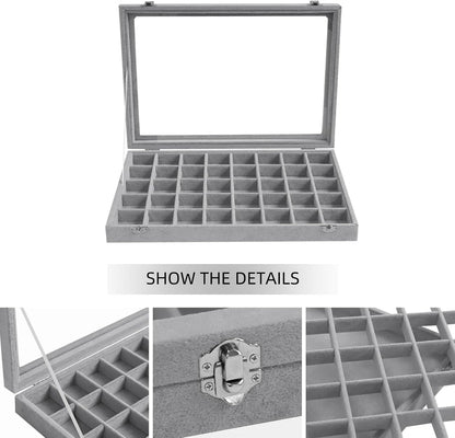 Stratalife Jewelry Organizer Bracelet Organizer Storage Box 12 Grid Stackable Jewelry Tray with Lid Velvet Jewelry Box for Drawer Necklace Bracelet Display Storage Organizer Box (Beige)