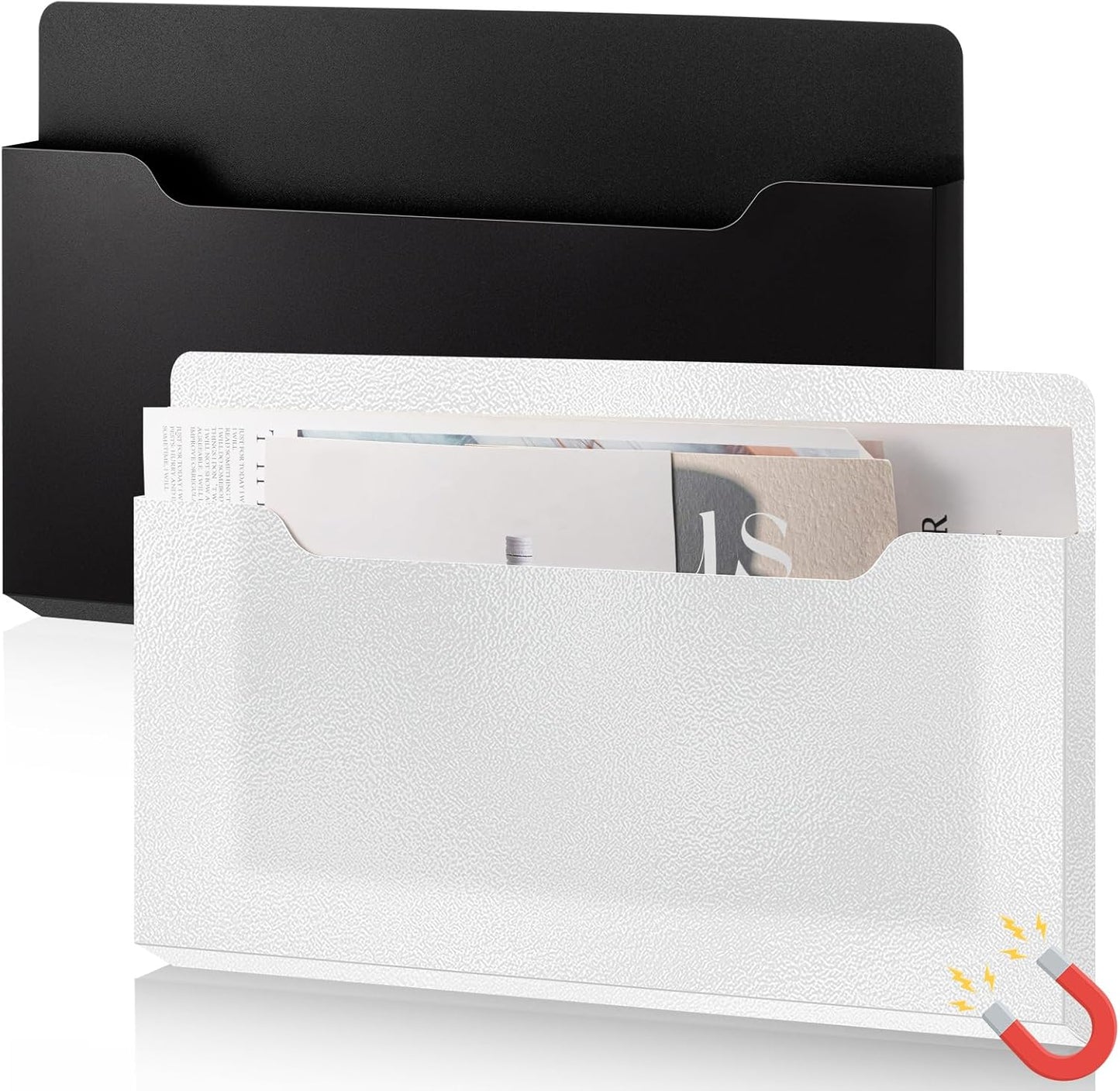 Feifeiya 2 Pcs Magnetic File Folder Wall Hanging Holder Large Pocket Paper Magazine Mail Organizer for Refrigerator Classroom Locker Whiteboard(Vertical,Purple Color,12.2 x 9.4 Inches)