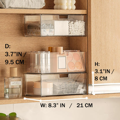MORNITE Bathroom Medicine Cabinet Organizer Set, Narrow Compact Makeup Shelves Holder for Lipstick, Cosmetic, 2 Pcs Trays for Cabinet Door Wall, Vanity - Clear