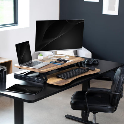 VIVO 26 inch Desk Converter, K Series, Height Adjustable Sit to Stand Riser, Dual Monitor and Laptop Workstation with Keyboard Tray, Black, DESK-V026KB