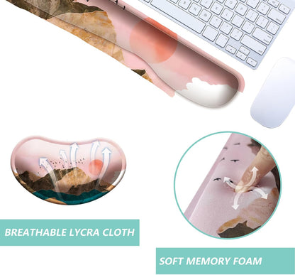 Keyboard Wrist Rest Mouse Wrist Support Set, Memory Foam Wrist Rest Pad for Computer Laptop Keyboard Mouse, Ergonomic Wrist Cushion Support for Typing Pain Relief, Gaming Home Office, Purple