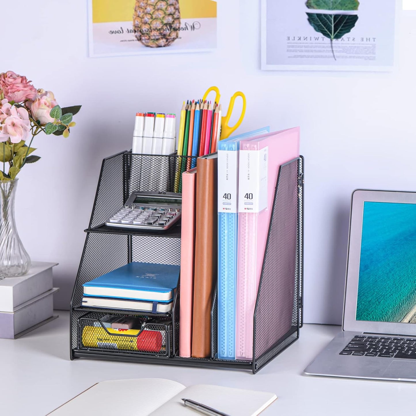 Topwey Pen Holder for Desk, 360 Rotating Pencil Holder, Cup Holder for Desk Office, Desk Organizers and Accessories in Black