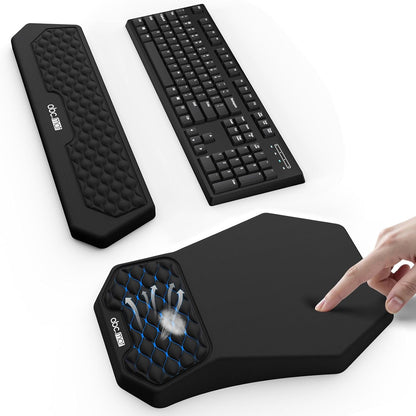 Ergonomic Mouse Pad and Keyboard Wrist Rest Support Set, Massage Design Mousepad for Carpal Tunnel Pain Relief, Memory Foam, Non-Slip PU Base for Computer Desk, Baby Blue