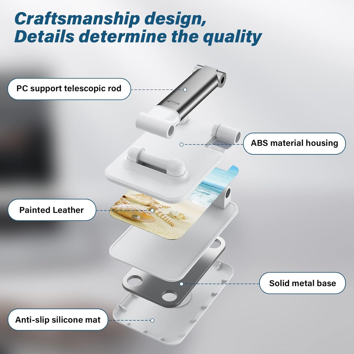Desk Cell Phone Stand - Adjustable Angle-iPad Holder, Universal Compatible Phone Holder for Desk