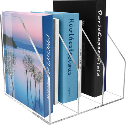 2 Pack- Stackable Paper Letter Tray,Clear Acrylic Magazine Holder and File Organizer - Sleek Desk Organizer for Home Office, Bookshelf, or Workspace - Space-Saving Transparent Document Holder
