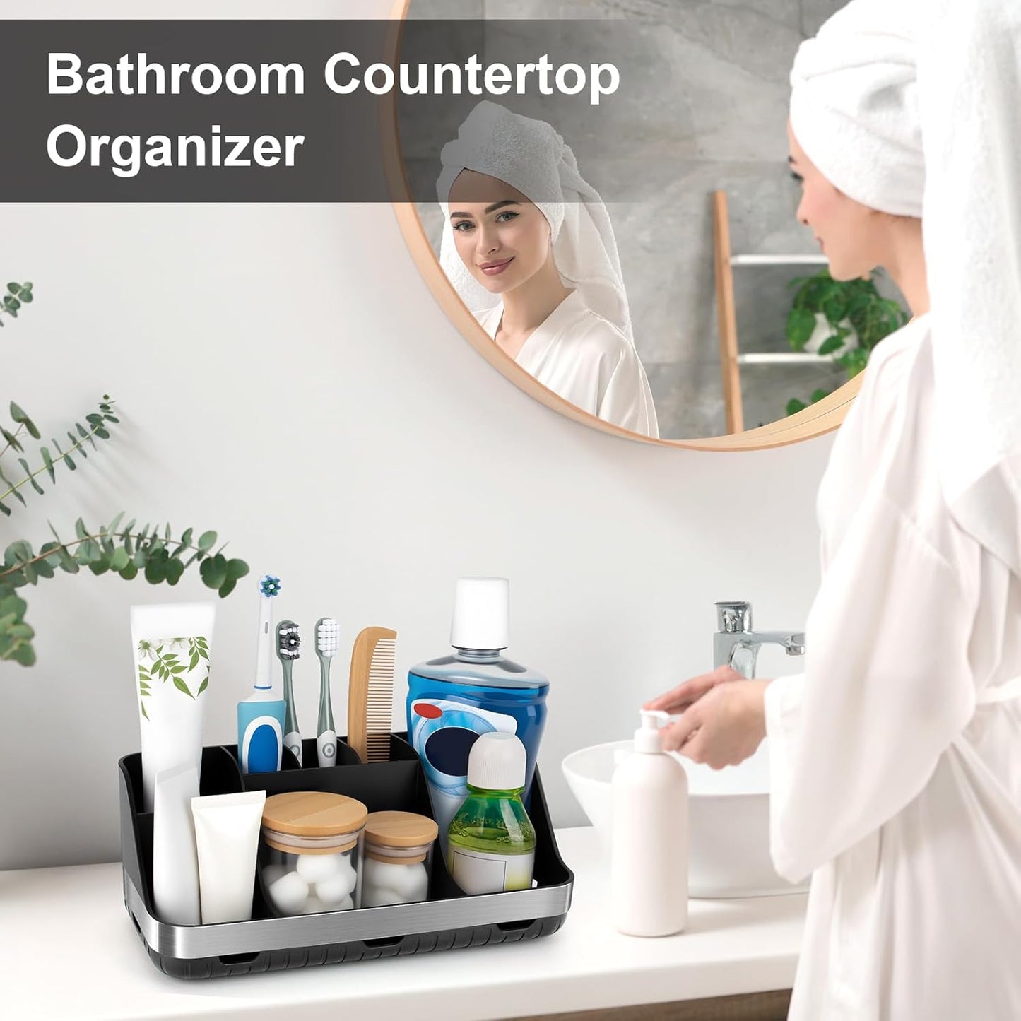GFWARE Bathroom Organizers and Storage - Detachable 7 Slots Kids Electric Toothbrush and Toothpaste Holde Drainage for Bathroom Accessories Organization Counter Vanity Storage